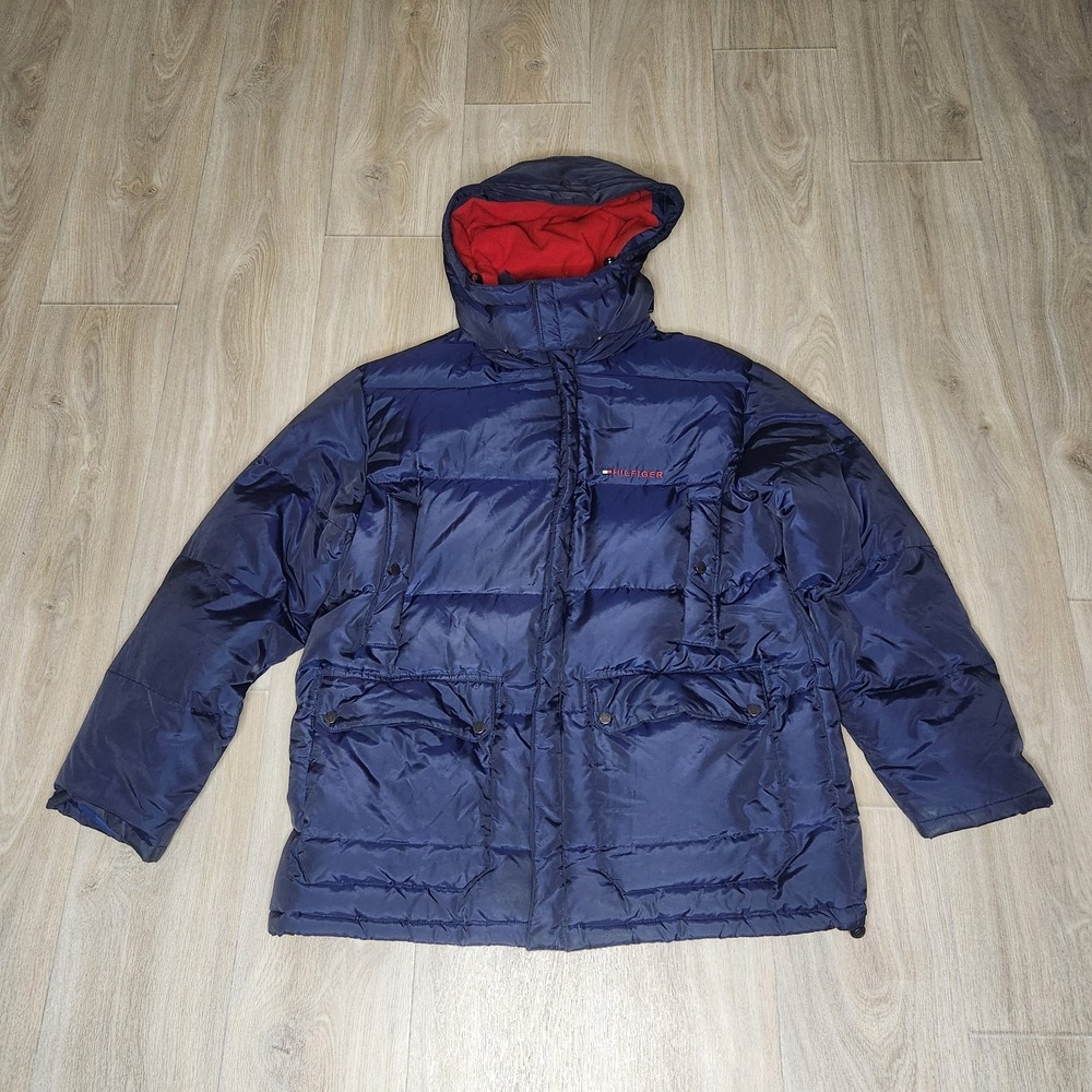 Vintage Tommy Hilfiger Down Puffer Jacket Blue Men's Size XL Winter Outerwear